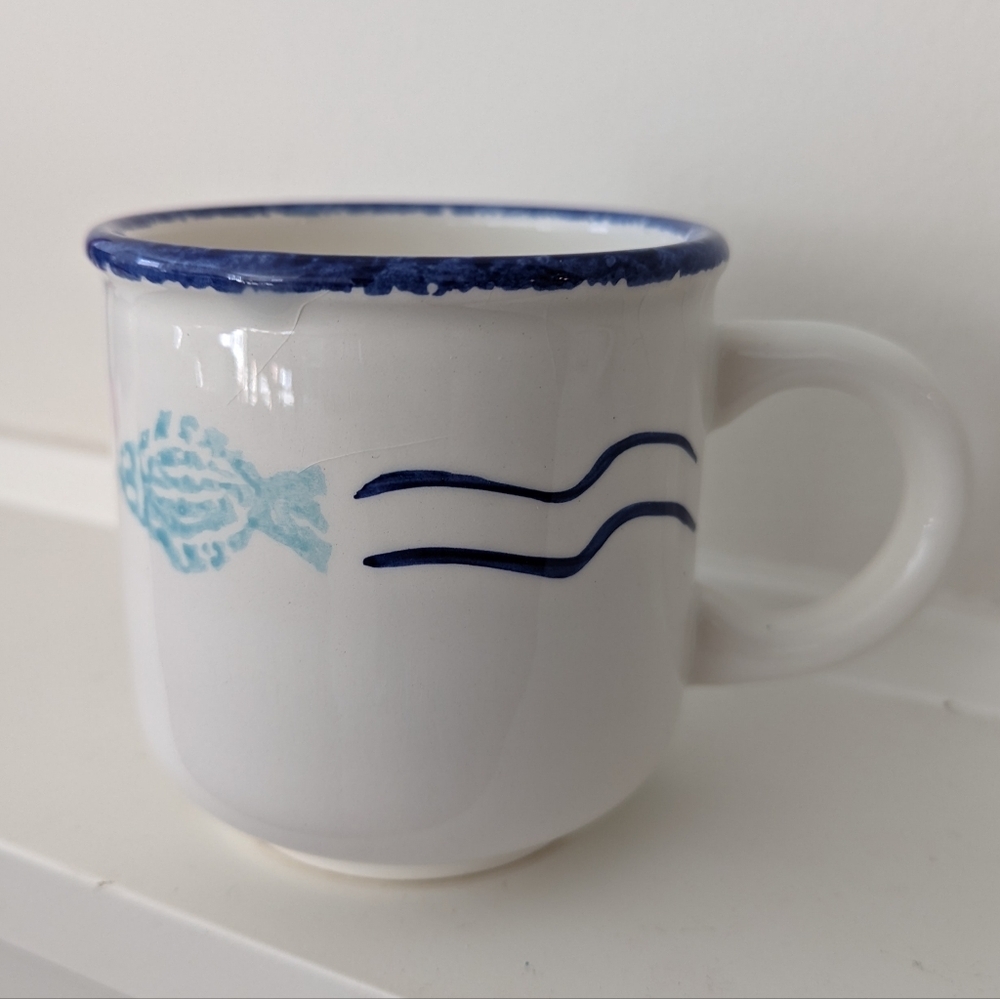 Blue and White Ceramic Mug Costal Italian Vibes